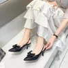 Sapatos de vestido feminino saco de salto alto pés sandálias stiletto boca rasa strass apontado cinta mulheres