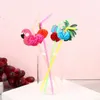 Vasos desechables con pajitas, 50 Uds., 20cm, 3D, cóctel de frutas, plástico, fiesta, Bar, suministros de decoración