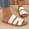 Chinelos senhoras moda sandálias de verão cor sólida couro aberto dedo do pé plano fundo bohemia praia lazer confortável diariamente mulheres