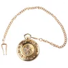 Pocket Watches Steampunk Golden Hollow Automatic Mechanical Watch For Women Men Roman Number Dial Clock Pendant Necklace Chain