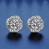 Brincos jecircon d cor 1 quilate moissanite orelha studs para mulheres camélia 925 prata esterlina estudante jóias atacado