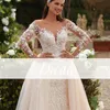 Dentelle 3D FR Appliques 2 en 1 Mariage détachable Dr 2024 Sirène Jardin Lg Manches Col V Princ Jardin Fée Robe de mariée n4ez #