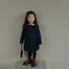 Autumn Winter Cotton Woolen Coat Kids kläder Girls Thicked Sleeveless Dress Jacket Set Children Outwear Pleated kjol 240307