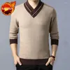 Männer Pullover Mann Kleidung Pullover Gestrickte Für Männer V-ausschnitt Gespleißt Beige Taste Sheap Elegante Wolle Sweatshirts Erhitzt X
