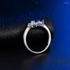 Cluster Rings LANMI Solid 18K White Gold Oval Natural Sapphire Charming Dia Special Design For Women Fine Jewelry Wife Anniversary Gift