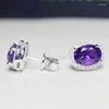 Kolczyki na biżuterię naturalny prawdziwy kolczyk Amethyst 925 srebro 0,85ct 2pcs kamień szlachetny grzywna x231037