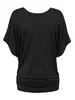 T-shirt elegante taglie forti T-shirt stile estivo pieghettata casual con maniche a fessura p5OM#