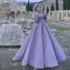 Muslimsk kvällsdres för kvinnor Chiff LG Sleeve Abendkleider pärlstav marockansk kaftan muslimska prom klänningar applikation mantel vestido d2kq#