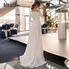 Elegant A-Line Wedding Dr Women 3/4 LG Sleeve Lace dragkedja Back Boat Neck Applique Bridal Gown Sweep Train Vestidos de Noiva J0ah#