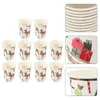 Disposable Cups Straws 10 Pcs Christmas Paper Water Holder Coffee Mugs Ice Cream Office Snack Business