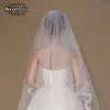 Kyunovia 2 Tier Bridal Veil Beautiful White Cathedral Short Wedding Veils Lace Edge With Comb Bride Veils A00187 B4KU＃