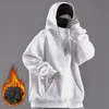 Ninja Neck Hoodies Man Sonbahar ve Kış Polar Sweatshirt Hip Hop Katı LG Kollu Hoodie Cep gevşek kapüşonlu Y2K Giyim Erkekler C5ZT#
