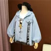 Veste en jean à capuche pour femme Printemps Automne Plus Taille Lâche Bleu Jean Veste Manteau Rétro Livraison Gratuite En Gros Top Court Nouveau c3D2 #