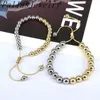 5Pcs Fashion Round Beads Bracelets for Women Gold Plated White Pearl Shell Beaded Chain Adjustable Jewelry Gift 240329