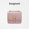 Songmont Medium Chocolate Bag Series Wonton Lock Chain Designer's New First Layer Cowhide Chain Small Square Bag