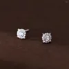 Boucles d'oreilles à tige en argent Sterling S925, Style Instagram, luxe léger, plein de diamants carrés et ronds, petites et élégantes pour femmes