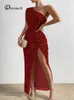 DRMECB One Shoulder Maxi LG Dres Women Sparkling Sequin Backl Sexig kvällsfest Vestidos Slim Ruched Summer Dr E5kp#