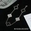 Designer hot selling V Gold Van Four Leaf Grass Five Flower Bracelet Light Luxury White Diamond Black Agate Jewelry with logo