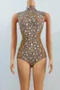 Glitter Rhineste Bodysuit Kobiety Slevel Drag Queen Stage Zużycie kostiumów Piosenkarka Sexy Body Suit D9RU#