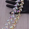 colorful Leaves shape crystal rose gold ,sier,gold AB rhinestes trim metal chain Ribb for dr, bag, shoes accories w54b#