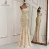 جديد مثير ذهبي في المساء Dres e الكتف Dres للنساء حفلة Vestidos de Fiesta Robe de Soiree de Mariage R8HS#