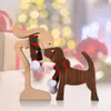 Familie Puppy Houten Hond Ambachtelijk Beeldje Desktop Tafelornament Carving Creatief Thuiskantoor Decoratie Huisdier Sculptuur Kerstcadeau 240325