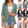 2023 Summer Fi Ladies Hollow Out Cardigan Boho Tops Women Beach Outwearカジュアル3クォータースリーブ日焼け止めシャツS3AC＃