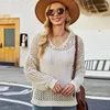 Women's T Shirts 2024 Summer Tops OpenWork Loose Pullover Hooded Tröja Kvinnor Knitkläder Kort blus Hål stickad Beach Swim Cover-Ups