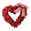 Fleurs décoratives Couronne de jour de la Saint-Valentin pour porte d'entrée mariage romantique avec bowknot anniversaire intérieur coeur extérieur femme artificielle