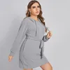 plus Size Lg Sleeve Spring Autumn Hoodie Dr Women Ses Waist Ribbed Knit Loose Sports Dr Large Size Casual Dr 7XL I1uB#