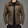 Cuero para hombres Cuero sintético 2022 Otoño e invierno Chaqueta de gamuza para hombre más solapa de terciopelo Grueso Cálido Moda Boutique Imitación Cuero Top Tamaño grande PU Coa 240330