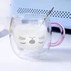 Wine Glasses Double-layer Heat-resistant Glass Cup Creative Cartoon Double Wall Coffee Juice Home Milk Water Breakfast
