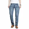 Jeans mannen zomer ultradunne ijs zijde middelbare leeftijd hoge taille losse rechte buis mannen elastische lg broek mannen Y6vv #