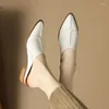 Terlik 2024 seksi yüksek topuk katırlar bayanlar deri taban kadınları sivri uçlu ayak platformu slip üzerinde ayakkabı kadın