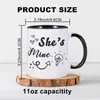 Tassen, 2 Stück/Sets, lustige Keramik-Kaffeetasse für Paare, 325 ml, He's Mine She's, Teetasse, Geschenke für Ehemann, Ehefrau, Jahrestagsgeschenke