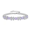 Bracelet floral de conception de niche de luxe léger femme célébrité d'internet personnalité polyvalente haut de gamme bracelet en zircon violet bijoux PKMF