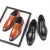 Chaussures décontractées 38-48 cuir à lacets bout pointu Brogue italie Oxford hommes robe d'affaires mariage bureau formel mâle pour hommes
