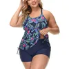 Mulheres de banho 2024 novo impresso 2 peça tankini maiô barriga ctrol cintura alta plus size roupas femininas esporte maiô t2jK #