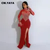 cm.yaya Women LG Sleeve Diamds Hot Rhinestes High Side Split Русалка Midi Maxi Dr 2024 Даже сексуальные вечерние платья Vestidos l5Cn #