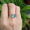 With Side Stones Blue Crystal Mermaid Bubble Open Rings For Women Creative Fashion Jewelry