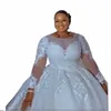 Plus Size Wedding Dres paljetter Lace Applicques LG Sleeves Bridal Dr for African Women Custom Made E8SR#
