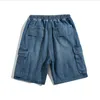Summer Men Dżins Short Streetwear Vintage koreańskie dżinsy harajuku szorty szorty hip hopowe spodnie duże dno męskie ubrania 240315