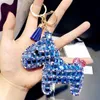 Key Rings Horse Pony Animal Chain Crystal Rhinestone Pendant Keychain For Girl Women Leather Trinket Sparkle Metal Ring Bag Charm Drop Dharm