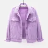 classic Denim Jacket Women Jeans 2023 Jean Boyfriend Jackets for Women Oversize Loose Coat Veste Femme Purple White Yellow Mujer r1MZ#