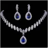 Jewelry Sets Emmaya Simated Bridal Sier Color Necklace 4 Colors Parure Bijoux Femme Y2008100415 Drop Delivery Otuta