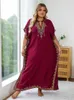 Plus storlek 2024 Summer Bohemian broderi Sexig V Neck Kaftan LG Dr Tunic Women Clothing Beachwear Maxi Dres Q1545 58RV#