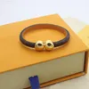 Bracelet de créateur classique pour hommes demi-rond en cuir véritable véritable peau de vache bracelets à breloques en métal plaqué or femmes amour bracelet bijoux cadeau pour anniversaire