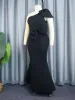 Plus -storlek LG Black Mermaid Dres One Shoulder Diagal Collar Bow Dr Evening Cocktail African Gowns Firar Outfits J4Q2#