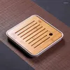 Tea Trays Rectangular And Round Melamine Bamboo Water Ceremony Container Storage Tray Set Service Gift