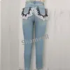 Plus Size Volant in pizzo Tasche patchwork Jeans a matita a vita bassa 4XL Street Push Up Distred Pantaloni skinny strappati elasticizzati in denim 990P #